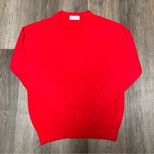 Vintage Christian Dior Sweater Large Red 1980s V Neck
